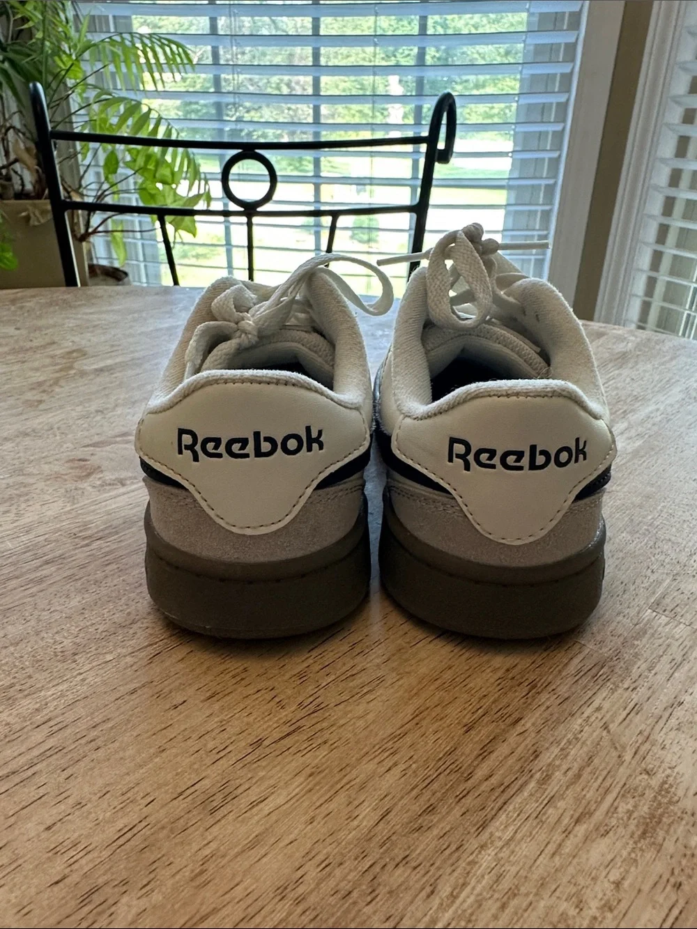 Reebok White and Dark Blue Low-Top Sneakers